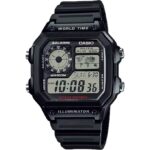 Casio Sport Diver - World Time Illuminator 5 Alarms - Future Classic Collection - Black (AE-1200WH-1AVEF) Men WATCHES