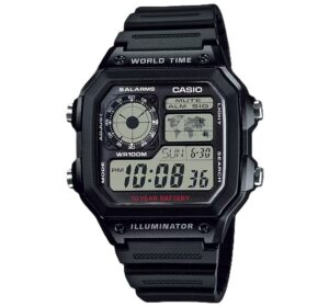 CASIO SPORT DIVER - WORLD TIME ILLUMINATOR 5 ALARMS - FUTURE CLASSIC COLLECTION - BLACK (AE-1200WH-1AVEF) Men WATCHES