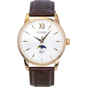 Citizen Moonphase Brown Leather Silver Dial Quartz AK5003-05A Men's Watch