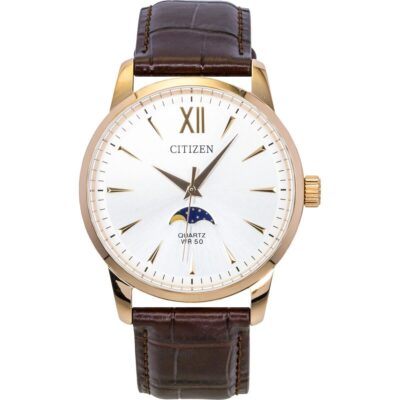 Citizen Moonphase Brown Leather Silver Dial Quartz AK5003-05A Men's Watch