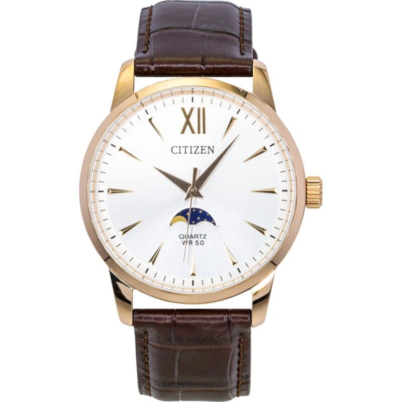 Citizen Moonphase Brown Leather Silver Dial Quartz AK5003-05A Men's Watch Citizen Moonphase Brown Leather Silver Dial Quartz AK5003-05A Men's Watch