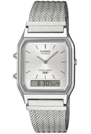 CASIO VINTAGE EDGY COLLECTION MESH STRAP - SILVER (AQ-230EM-7AEF) Unisex WATCHES