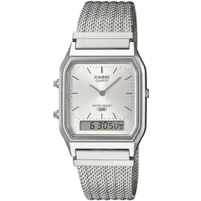 Casio Vintage Edgy Collection Mesh Strap - Silver (AQ-230EM-7AEF) Unisex WATCHES