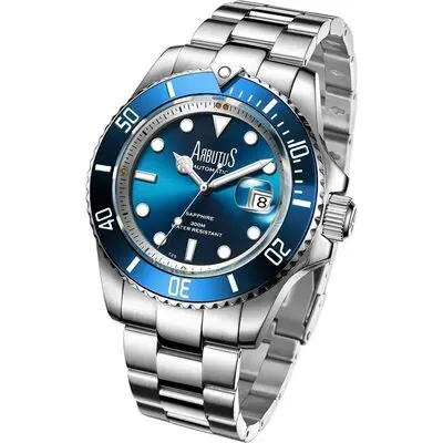 Arbutus Wall Street Stainless Steel Blue Dial Automatic Diver's AR1907SUS 300M Men's Watch