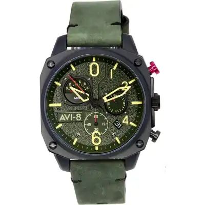 AVI-8 Hawker Hunter Deep Green Retrograde Chronograph Quartz AV-4052-08 Men's Watch