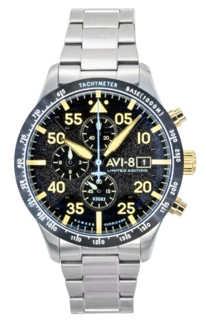 AVI-8 Hawker Hurricane Chronograph Limited Edition Black Dial Quartz AV-4130-11 Men's Watch With Extra Strap