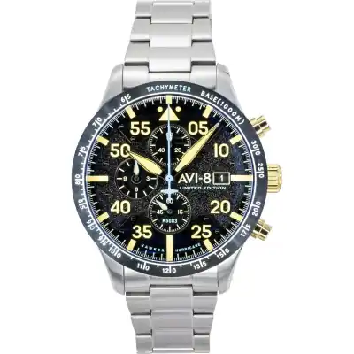 AVI-8 Hawker Hurricane Chronograph Limited Edition Black Dial Quartz AV-4130-11 Men's Watch With Extra Strap