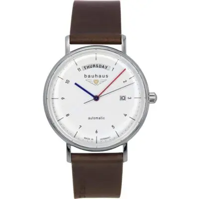 Bauhaus Classic Leather Strap White Dial Automatic 21621 Men's Watch