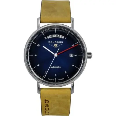 Bauhaus Classic Leather Strap Dark Blue Dial Automatic 21623 Men's Watch