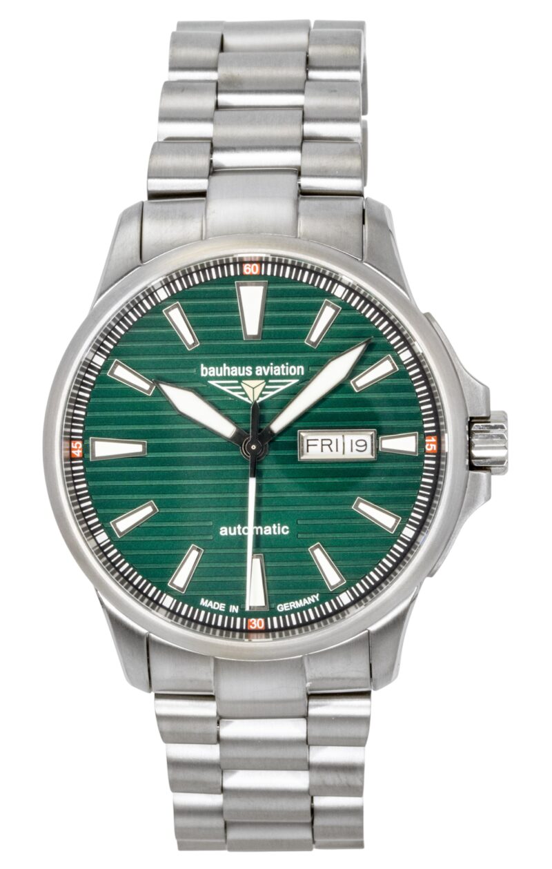 Bauhaus Aviation Titanium Green Dial Automatic 2862M4 100M Men's Watch