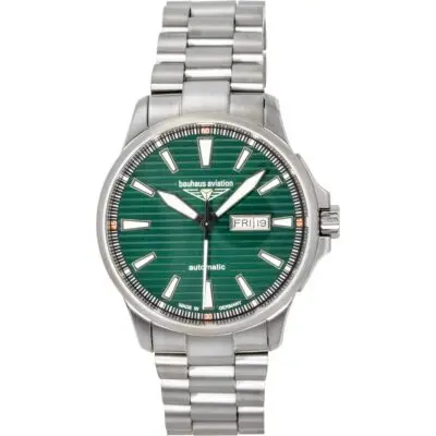 Bauhaus Aviation Titanium Green Dial Automatic 2862M4 100M Men's Watch