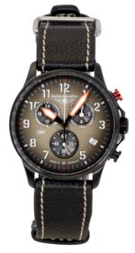 Bauhaus Aviation Chronograph Leather Strap Brown Dial Quartz 28861 100M Men's Watch