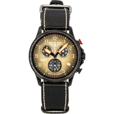 Bauhaus Aviation Flyback Chronograph Leather Strap Brown Dial Quartz 28885 100M Men's Watch