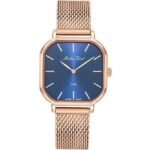 Mathey-Tissot Monsoon Square Rose Gold Tone Stainless Steel Blue Dial Quartz D7917PBU Women's Watch