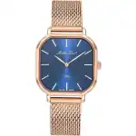 Mathey-Tissot Monsoon Square Rose Gold Tone Stainless Steel Blue Dial Quartz D7917PBU Women's Watch