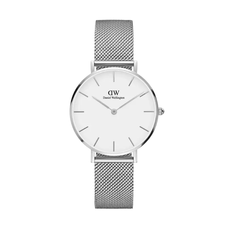 Daniel Wellington Petite Sterling 32mm Women's Watch - Silver Mesh with White Dial (DW00100164)