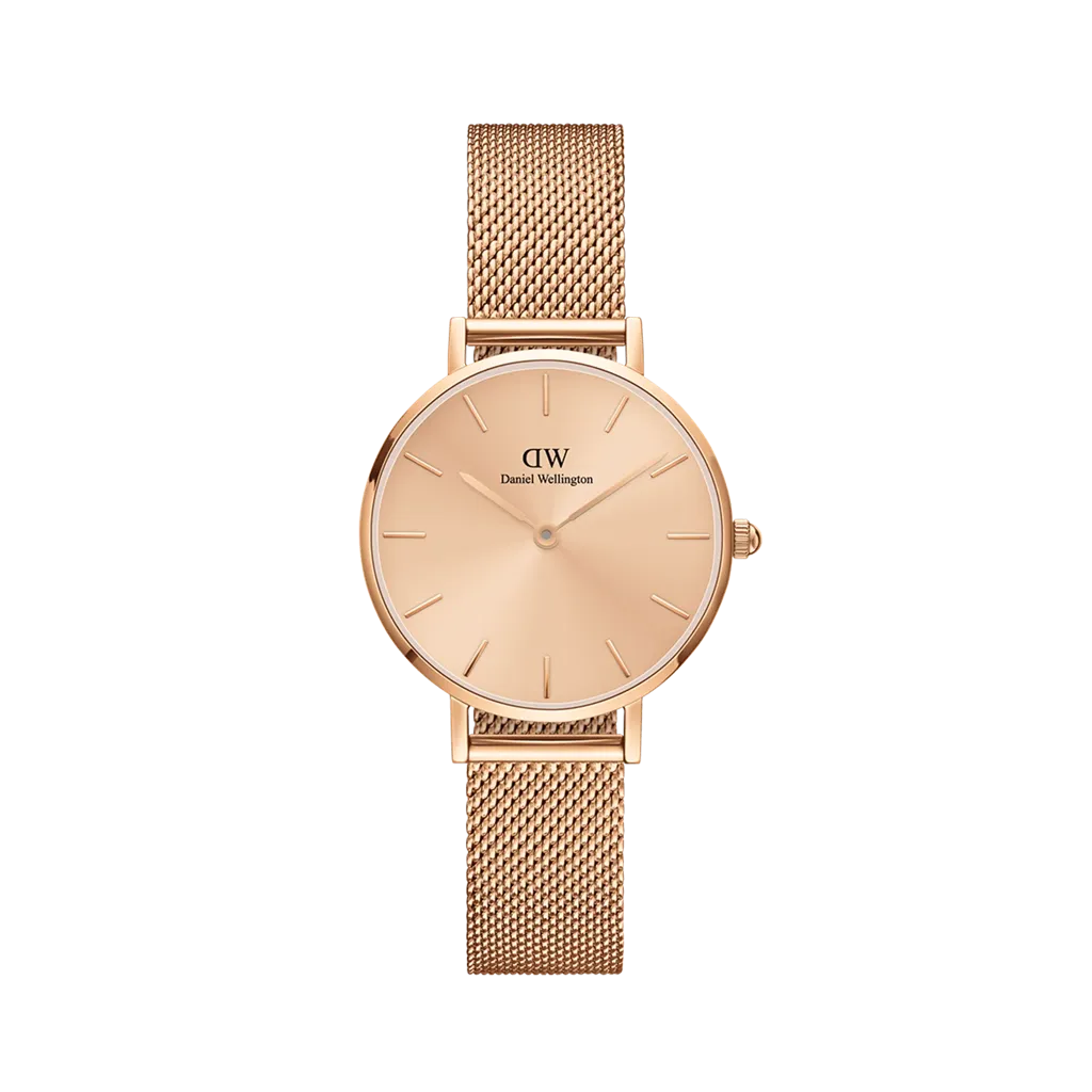 Daniel Wellington Petite Unitone 28mm Women’s Watch – Full Rose Gold-Tone Stainless Steel, Mesh Strap & Matching Dial (DW00100470)