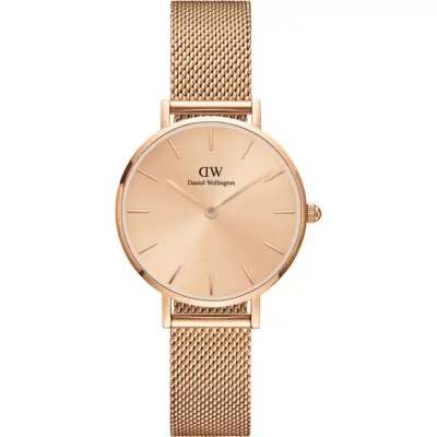 Daniel Wellington Petite Unitone 28mm Women’s Watch – Full Rose Gold-Tone Stainless Steel, Mesh Strap & Matching Dial (DW00100470)