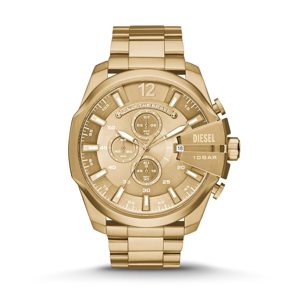 Diesel Mega Chief 51mm Men’s Watch – All Gold-Tone Stainless Steel, Chronograph Dial & 10 ATM Water Resistance (DZ4360)