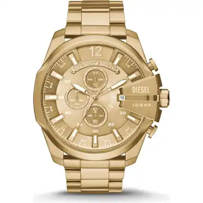 Diesel Mega Chief 51mm Men’s Watch (DZ4360) – All Gold-Tone Stainless Steel, Chronograph Dial & 10 ATM Water Resistance