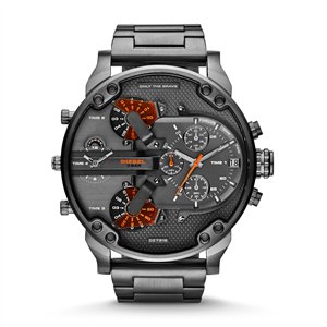 Diesel Mr. Daddy 2.0 57mm Men’s Watch – Gunmetal Grey Stainless Steel, 4 Time Zone Chronograph & Industrial Dial (DZ7315)