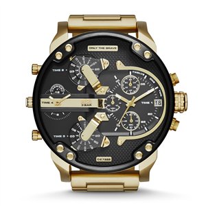 Diesel Mr. Daddy 2.0 57mm Men’s Watch – Gold-Tone Stainless Steel, Black Chronograph Dial & 4 Time Zone Display (Ref: DZ7333)