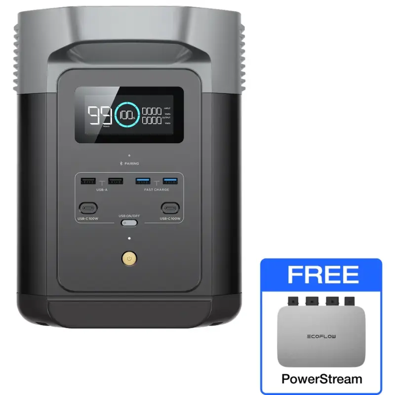 EcoFlow DELTA 2 Portable Power Station – 1024Wh LiFePO4 Battery, 1800W AC Output, X-Stream Fast Charging, Expandable Capacity, Smart App Control, UPS Mode (South African Socket) (ECOFLOW DELTA 2)