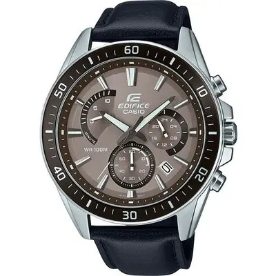 Casio Edifice Retrograde Chronograph Xl Leather - Tan Black (EFR-552L-5AVUEF) Men WATCHES