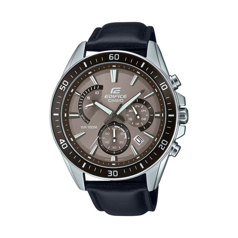 CASIO EDIFICE RETROGRADE CHRONOGRAPH XL LEATHER - TAN BLACK (EFR-552L-5AVUEF) Men WATCHES