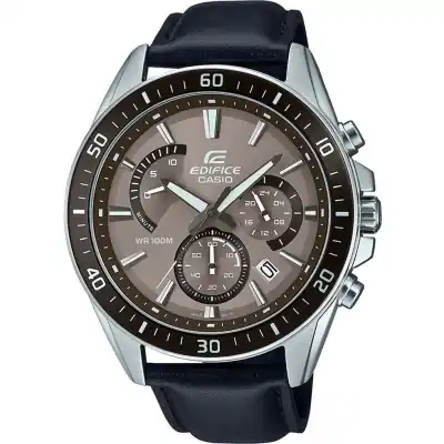 Casio Edifice Retrograde Chronograph Xl Leather - Tan Black (EFR-552L-5AVUEF) Men WATCHES