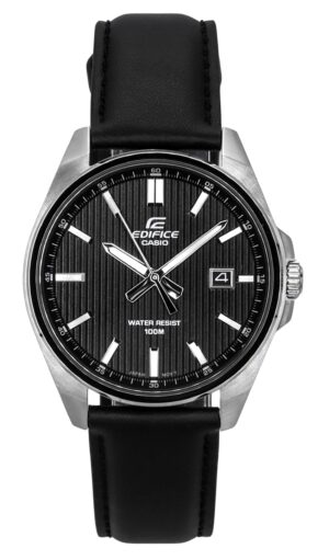 Casio Edifice Analog Tough Leather Strap Black Dial Quartz EFV-150L-1A 100M Men's Watch