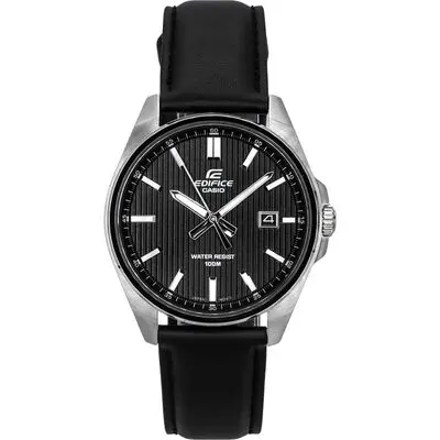 Casio Edifice Analog Tough Leather Strap Black Dial Quartz EFV-150L-1A 100M Men's Watch