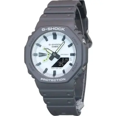 Casio G-Shock Hidden Glow Series Analog Digital Bio Based Resin Strap White Dial Quartz GA-2100HD-8A 200M Men's Watch