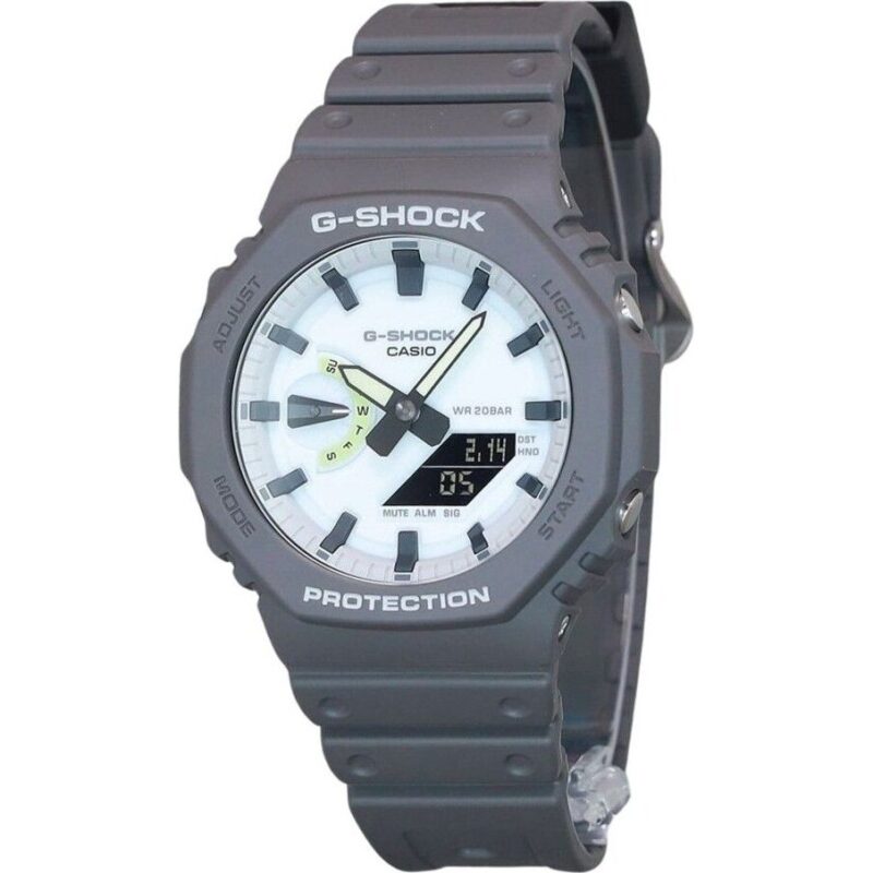 Casio G-Shock Hidden Glow Series Analog Digital Bio Based Resin Strap White Dial Quartz GA-2100HD-8A 200M Men's Watch