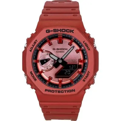 Casio G-Shock Analog Digital Red Bio-Based Resin Strap Quartz GA-2100RRB-4A 200M Men's Watch