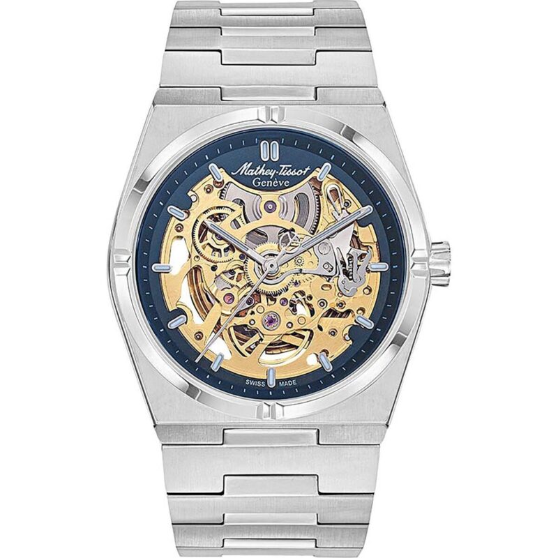 Mathey-Tissot Zeus Skeleton Stainless Steel Blue Dial Automatic H118CFABU Men's Watch
