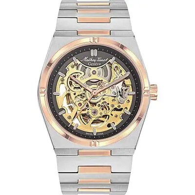 Mathey-Tissot Zeus Skeleton Two Tone Stainless Steel Grey Dial Automatic H118CFRS Men's Watch