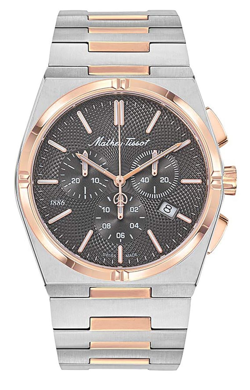 Mathey-Tissot Zeus Chrono Two Tone Stainless Steel Black Dial Quartz H118CHRS Men's Watch