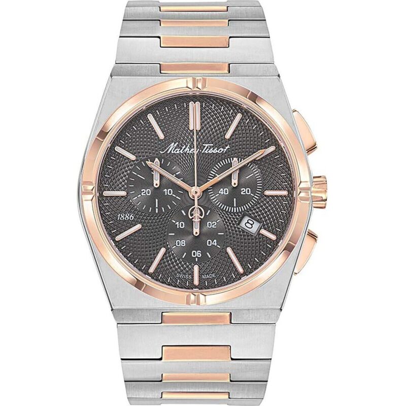 Mathey-Tissot Zeus Chrono Two Tone Stainless Steel Black Dial Quartz H118CHRS Men's Watch Mathey-Tissot Zeus Chrono Two Tone Stainless Steel Black Dial Quartz H118CHRS Men's Watch