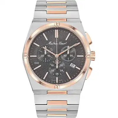 Mathey-Tissot Zeus Chrono Two Tone Stainless Steel Black Dial Quartz H118CHRS Men's Watch