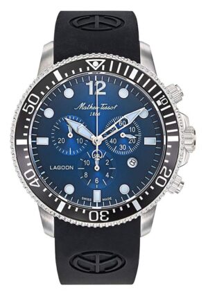 Mathey-Tissot Lagoon Chronograph Silicon Strap Blue Dial Quartz H123CHALBUN 100M Men's Watch