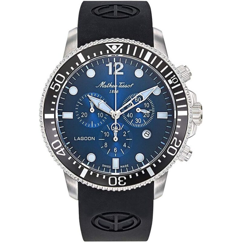 Mathey-Tissot Lagoon Chronograph Silicon Strap Blue Dial Quartz H123CHALBUN 100M Men's Watch Mathey-Tissot Lagoon Chronograph Silicon Strap Blue Dial Quartz H123CHALBUN 100M Men's Watch