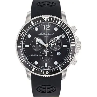 Mathey-Tissot Lagoon Chronograph Silicon Strap Black Dial Quartz H123CHALN 100M Men's Watch