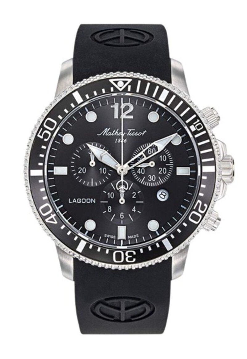 Mathey-Tissot Lagoon Chronograph Silicon Strap Black Dial Quartz H123CHALN 100M Men's Watch