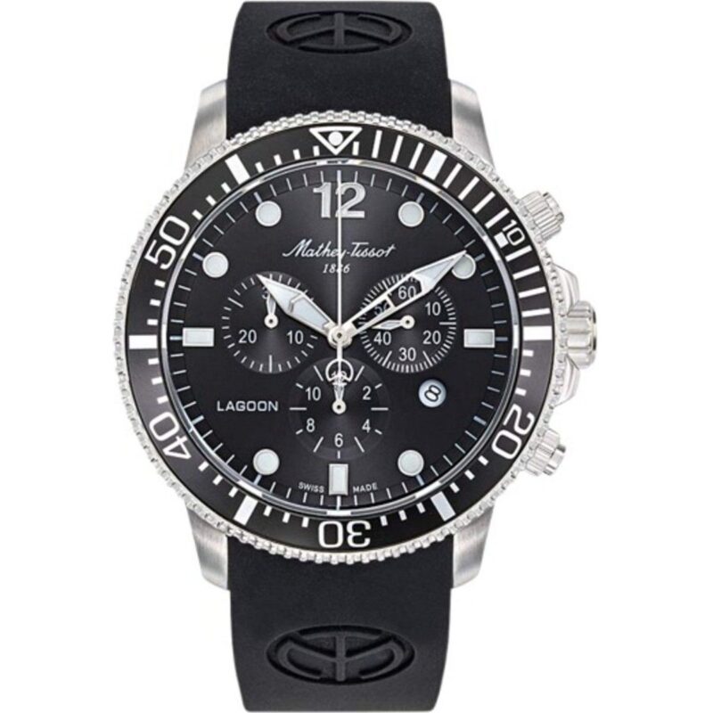 Mathey-Tissot Lagoon Chronograph Silicon Strap Black Dial Quartz H123CHALN 100M Men's Watch Mathey-Tissot Lagoon Chronograph Silicon Strap Black Dial Quartz H123CHALN 100M Men's Watch