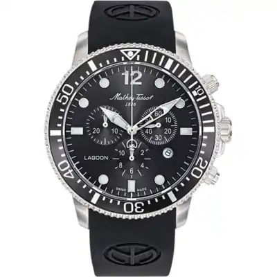 Mathey-Tissot Lagoon Chronograph Silicon Strap Black Dial Quartz H123CHALN 100M Men's Watch