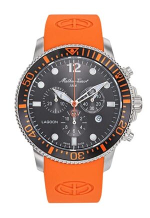 Mathey-Tissot Lagoon Chronograph Orange Silicon Strap Black Dial Quartz H123CHALO 100M Men's Watch