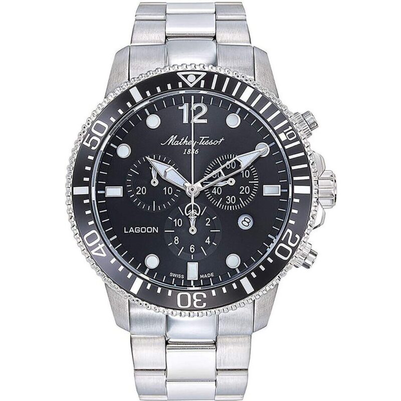 Mathey-Tissot Lagoon Chronograph Stainless Steel Black Dial Quartz H123CHAN 100M Men's Watch Mathey-Tissot Lagoon Chronograph Stainless Steel Black Dial Quartz H123CHAN 100M Men's Watch