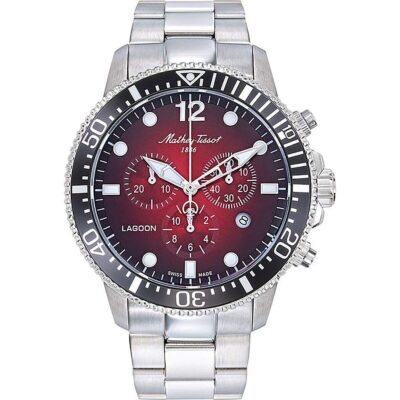 Mathey-Tissot Lagoon Chronograph Stainless Steel Red Dial Quartz H123CHAR 100M Men's Watch