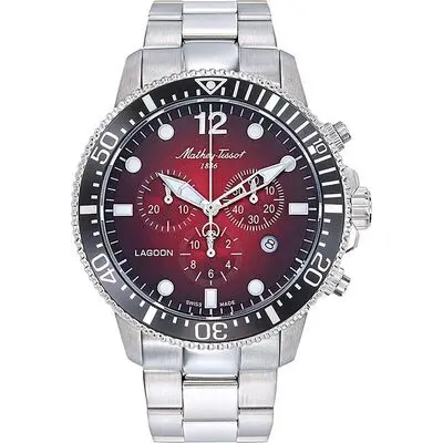 Mathey-Tissot Lagoon Chronograph Stainless Steel Red Dial Quartz H123CHAR 100M Men's Watch